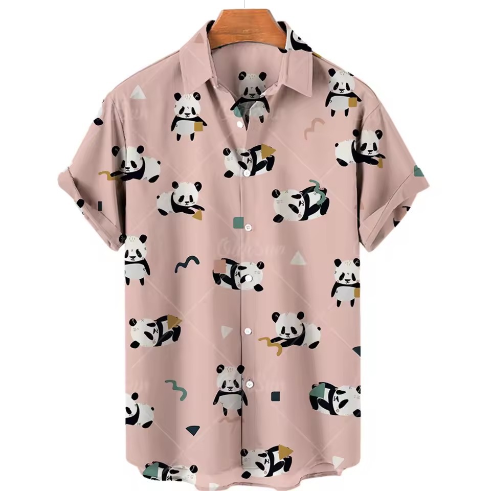 2024 venta caliente piscina patito amarillo dibujos animados animal estampado 3D hombre vacaciones hawaiano camisa de manga corta con botones