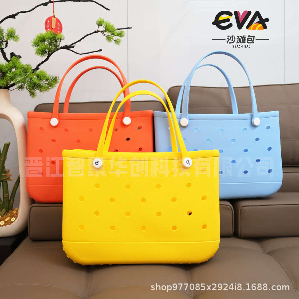 Eva bolsa de playa bolsa de agujero ligera europea y americana moda diy bolsa de mano de gran capacidad bolsa de hombro especial junto al mar