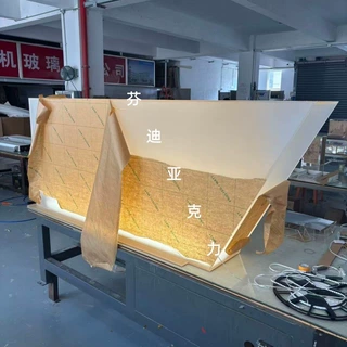 透明磨砂发光亚克力桌腿定制悬浮桌脚餐桌支架岛台书桌一字支撑腿