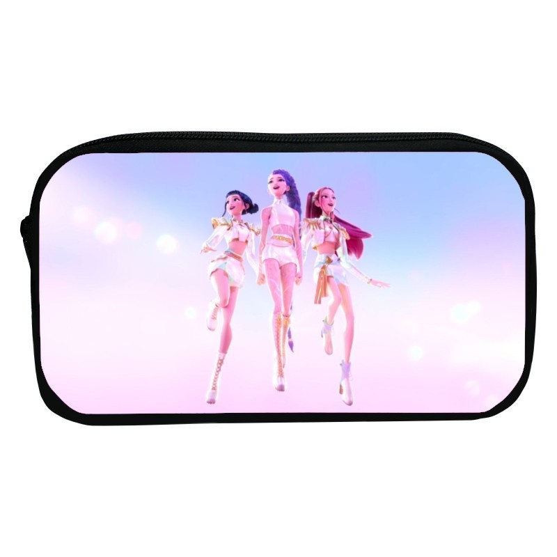 新品印花猎魔女团K-POP笔袋卡通文具袋Huntrix Kpop小学生收纳包|undefined