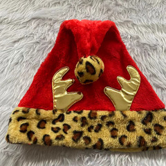 Creative deer antler Christmas hat, deer antler Christmas hat, leopard print edge hat, holiday costume cartoon Christmas hat decoration