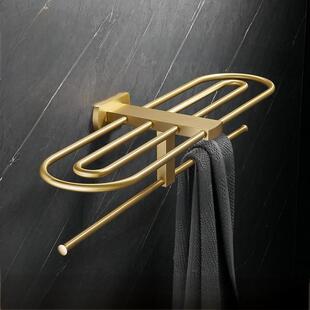 All-Copper Golden Light Luxury Towel Rack Bath Towel Rack Bathroom Hardware Set Bathroom Bathroom Storage Rack Storage Rack