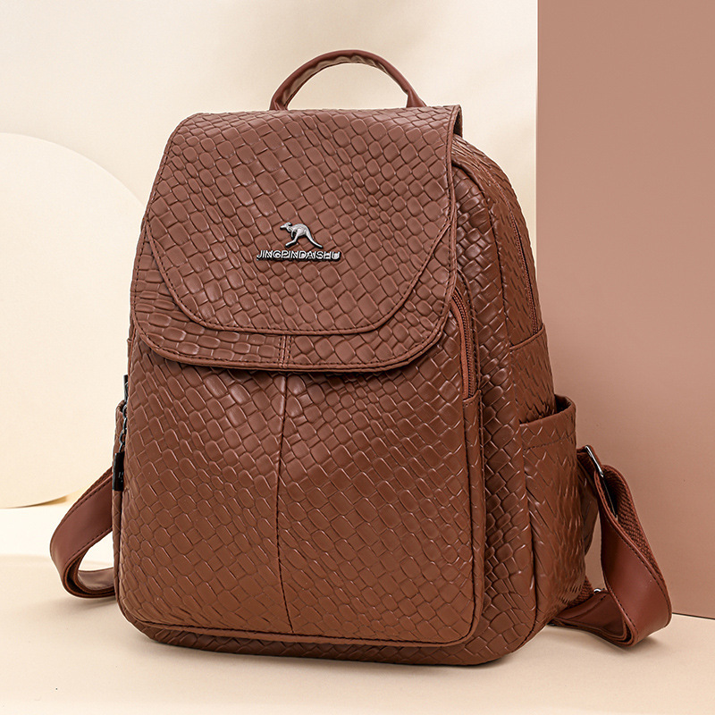 Backpack Soft Leather PU Leather Backpack Women's Korean-style Fashion Backpack Student Simple Schoolbag 2024 New Backpack Soft Leather PU Leather Backpack Women's Korean-style Fashion Backpack Student Simple Schoolbag 2024 New