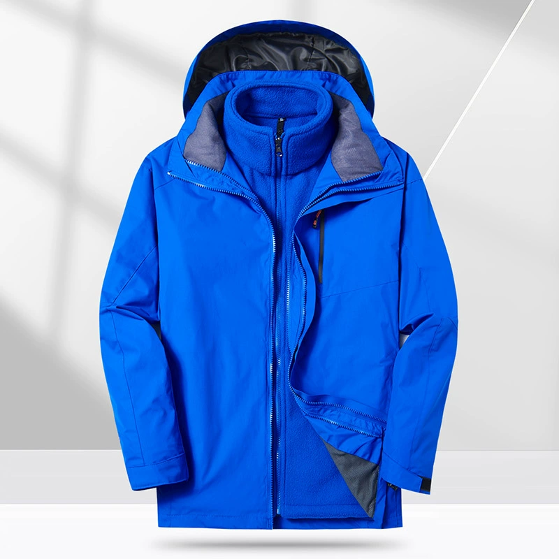 Новый зимний уличный мужской съемный флисовый водонепроницаемый ветрозащитный Теплый альпинистский костюм «Три в одном» больших размеров для мужчин