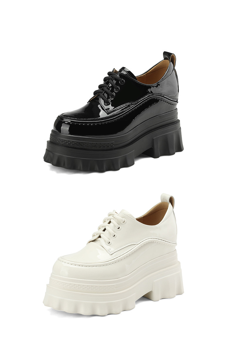 Giày loafer nữ đế xuồng cao gót 10cm, mũi tròn dây buộc, phong cách trẻ trung — màu be chi tiết 18
