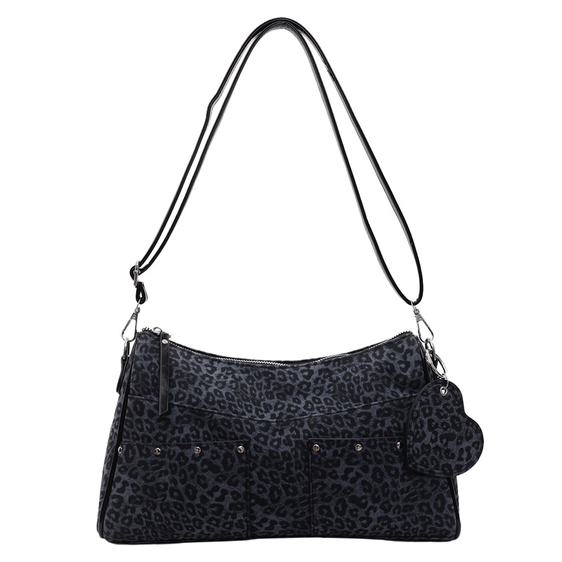 Bolso grande retro estilo Hong Kong 2025 verano nuevo bolso femenino bolso de hombro con textura transfronteriza bolso de mensajero con estampado de leopardo de alta calidad
