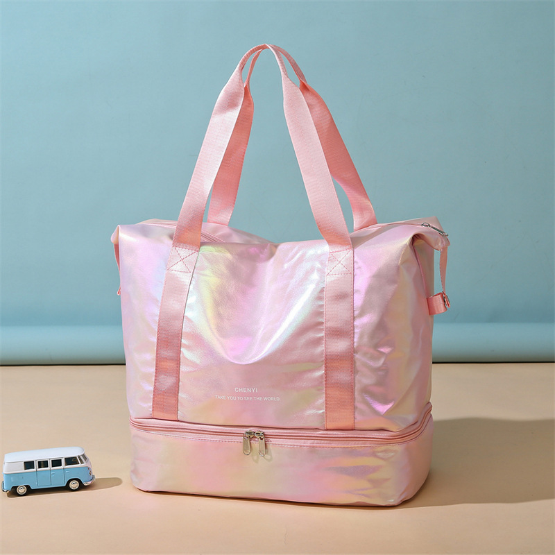 Nueva bolsa de viaje ligera de verano, bolsa de gimnasio expandible de color colorido, bolsa de yoga portátil de gran capacidad con separación en seco y húmedo image 3