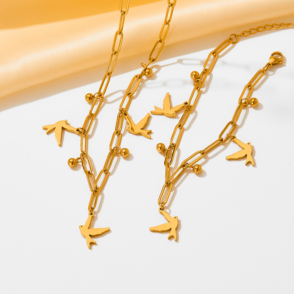 Fashion Bird Stainless Steel Plating Bracelets Necklace