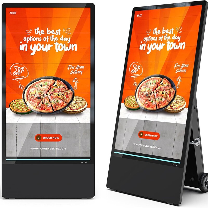 43inch Vertical Advertising Machine, Outdoor Digital Signage, High-Definition Electronic Signboard, Convenient Mobile Foldable Advertising Display Screen