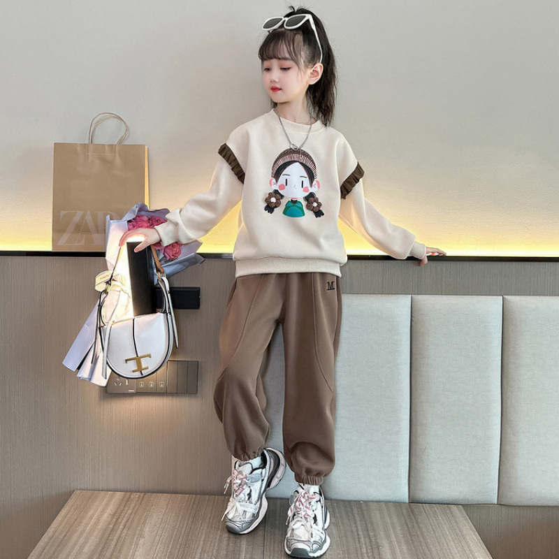 女童秋装套装潮流装2025新款休闲春秋运动儿童洋气卫衣女孩两件套|undefined