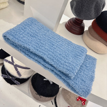 批发韩国2024年新款秋冬基础款软糯毛绒围巾女纯色韩系风针织围脖