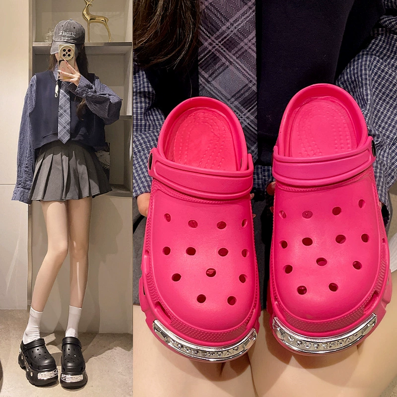 7.0 Толстая подошва для увеличения пещерных туфель для женщин 2025 новый летний дикий надеть нескользкие пляжные туфли на пляже eva сандалии