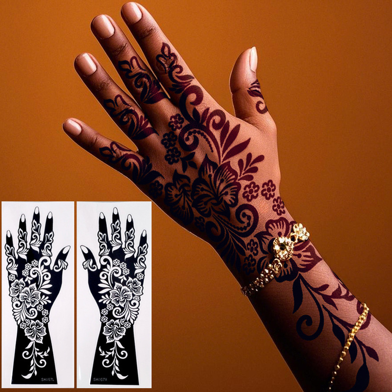Hand back arm big picture India Henna tattoo hands sticker pattern Southeast Asia carved hollow template series