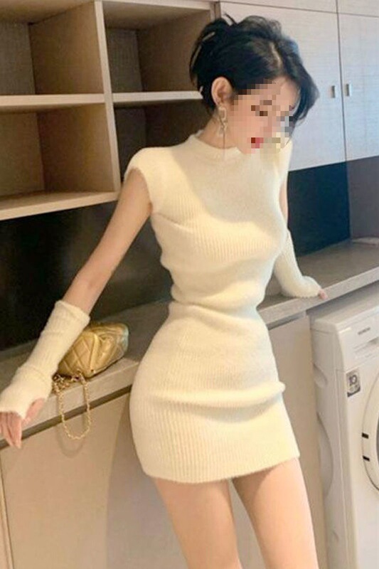 Autumn and Winter New Elegant Goddess Style Clothes, Sexy Knitted Dresses, Bottoming Inner Hip-Hugging Sweater Skirts, Versatile