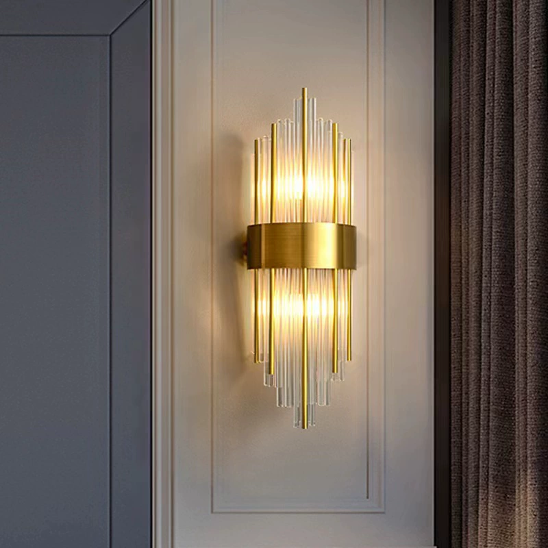 Wall Sconce stainless steel — Modern minimalist crystal wall lamp, 29×9×29 cm, light-luxury style