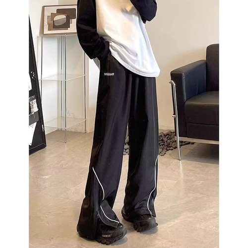 Men's Spring and Autumn 2025 Loose Casual Long Pants American Street Style Performance Wide Leg Sport Pants Trend