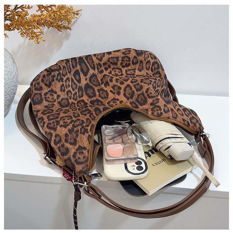 Túi xách nữ đeo vai cỡ lớn , túi xách tay đi làm chất liệu nhung nhung mềm — Bông tuyết nâu Leopard, Quân xanh da báo điện màu, Quân đội xanh, màu cà phê chi tiết 5