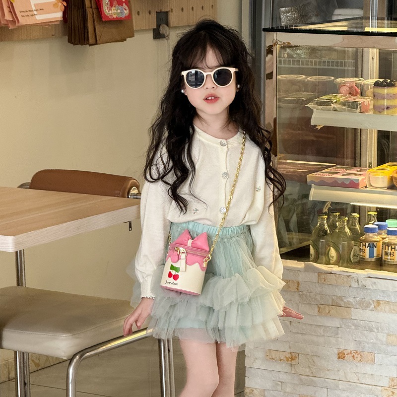 Pequeño bolso de hombro fresco mini niña lindo lazo cereza estampado bebé bolso de cubo nuevo bolso para niños