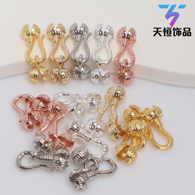 Factory direct 14k bag gold buckle color buckle necklace bracelet connection buckle flower bud buckle diy jewelry accessories