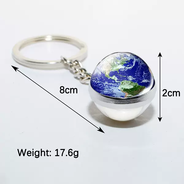 Advanced Luminous Sun Nine Planets Moon Galaxy Galaxy Keychain Round Double-Sided Crystal Earth Keychain