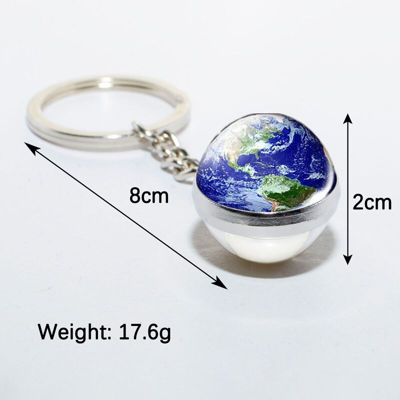 Advanced Luminous Sun Nine Planets Moon Galaxy Galaxy Keychain Round Double-Sided Crystal Earth Keychain