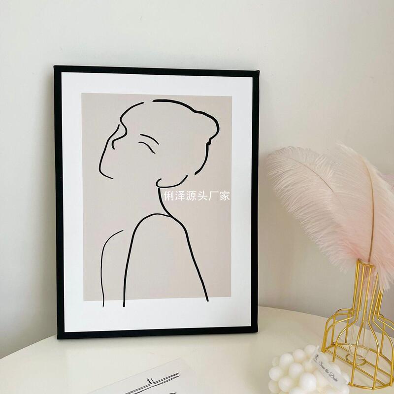 Ins Style Nordic Style Decorative Painting Retro Abstract Line Hanging Painting Desktop Photo Frame Painting Ornaments Hanging Painting Shooting Background