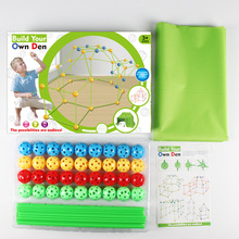 �����ͯdiy��������fort building kit�羳��������ľ����ƴ��