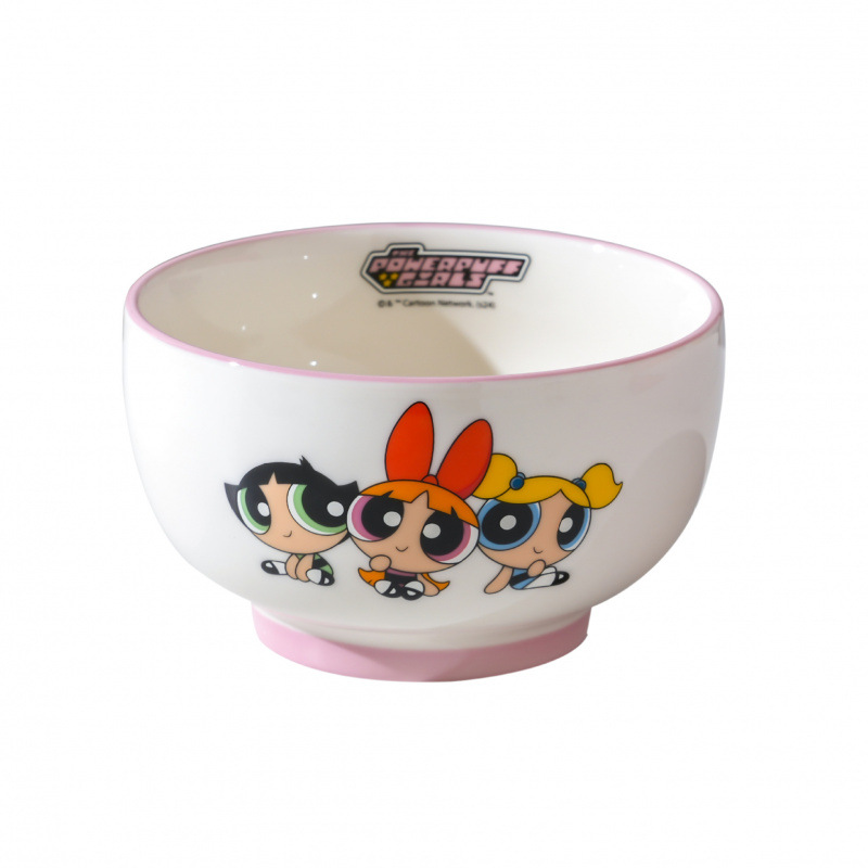 Pequeña Policía de Cerámica Autentizada Conjunto de cubiertos de cerámica encantador patrón de dibujos animados tazón de arroz caja de regalo doméstica tazón de porcelana
