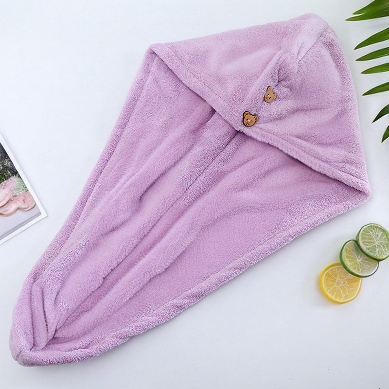二重に厚いサンゴのベルベットのシャワーキャップがかわいい女性吸水速乾帽の乾いた髪のタオルを洗ってスカーフの乾いた髪の帽子を包む|undefined