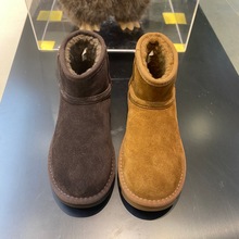 蝶澳2025秋冬新款牛皮真皮冬季加绒保暖低筒女款防水鞋加棉套鞋女