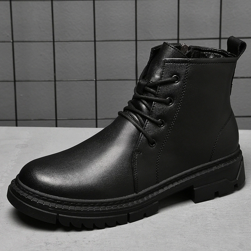 9715 Мужская обувь Ботинки Martin Уличные ботинки для спецодежды Осенне-зимние высокие ботинки на шнуровке из воловьей кожи больших размеров Трансграничные кожаные ботинки с большим носком больших размеров