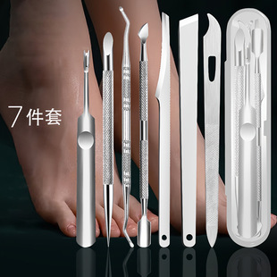 Hot-Selling Pedicure Knife Set Stainless Steel Dead Skin Fork Double-Headed Nail Picker Foot Scraper Steel Push Exfoliation Tool