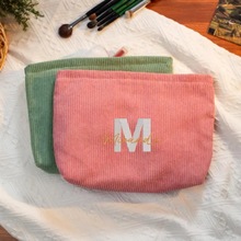 灯芯绒化妆包定制字母大容量便携化妆品收纳包旅行洗漱包女友礼物