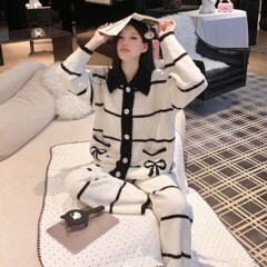 冬季半边绒月子服秋冬产后加绒保暖家居服软糯开衫睡衣女黄色减龄
