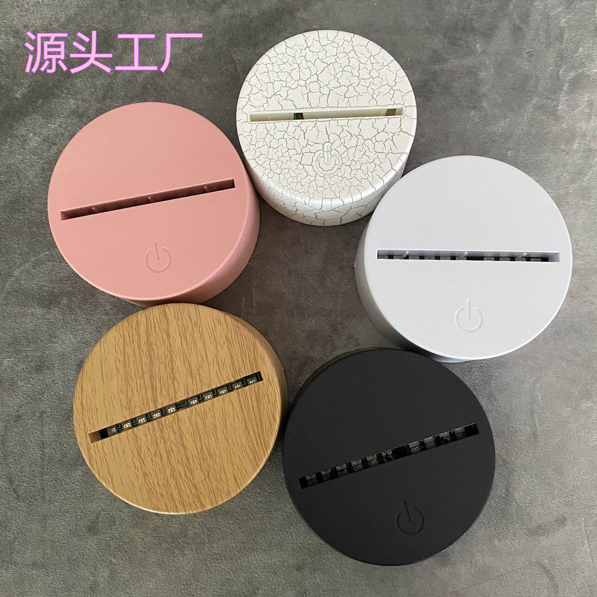 Fuente de fábrica 3D noche luz creativa regalo USB táctil colorido base atmósfera pequeña lámpara de mesa dormitorio lámpara de noche