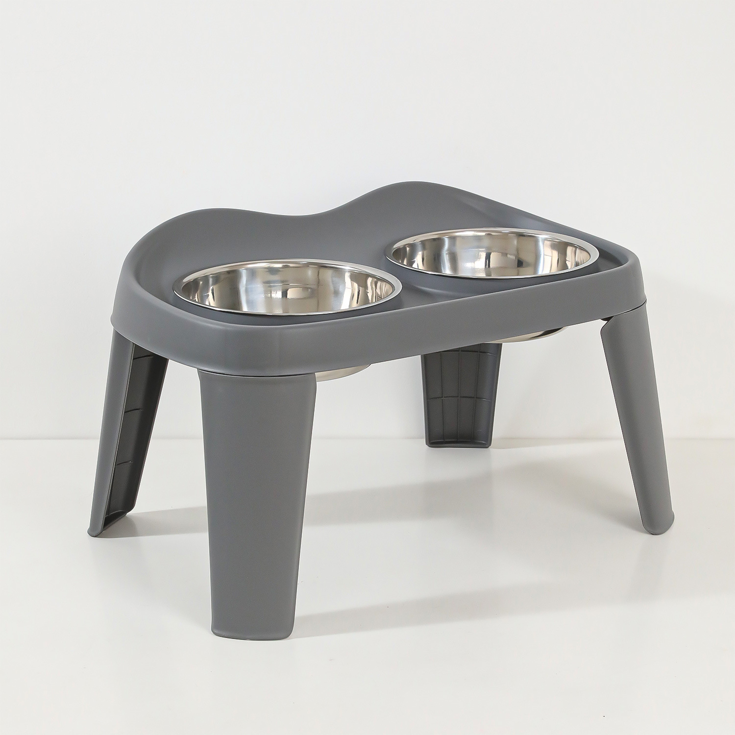 Alimentador de agua potable para mascotas, tazón doble para gatos, tazón doble elevado de acero inoxidable plegable grande, tazón doble para perros, suministros para mascotas