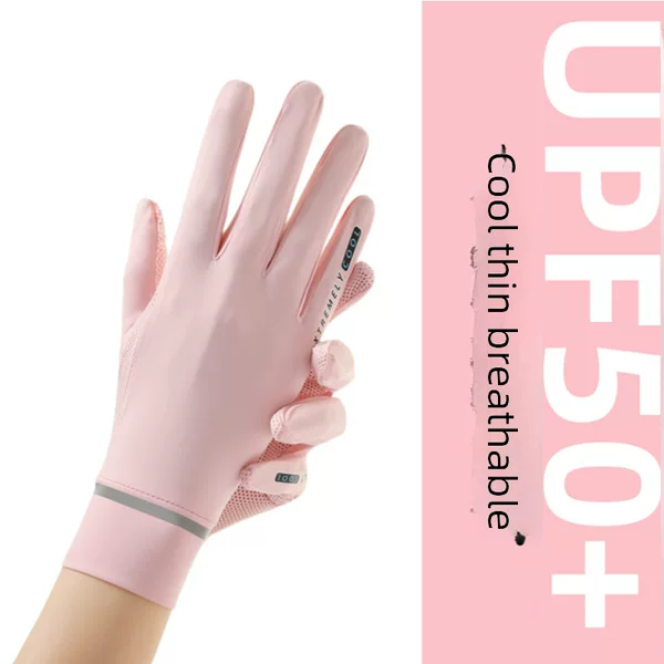 Summer Women's Sun Protection Gloves, Summer Non-Slip Thin Ice Silk Cool-Feeling Outdoor Cycling Sun Protection Breathable Gloves