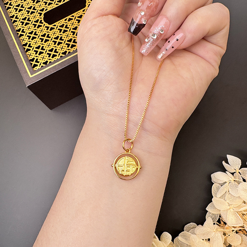 Shajin simple Fujin colgante giratorio anillo joyería de mujer diy aleación de cobre popular retro nicho lujo al por mayor