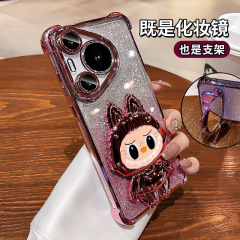 グリッターミラー付きスタンド、Huawei Pura70 Pro用スマホケース、新作P80レンズフィルム、P50P用、可愛い女性向け
