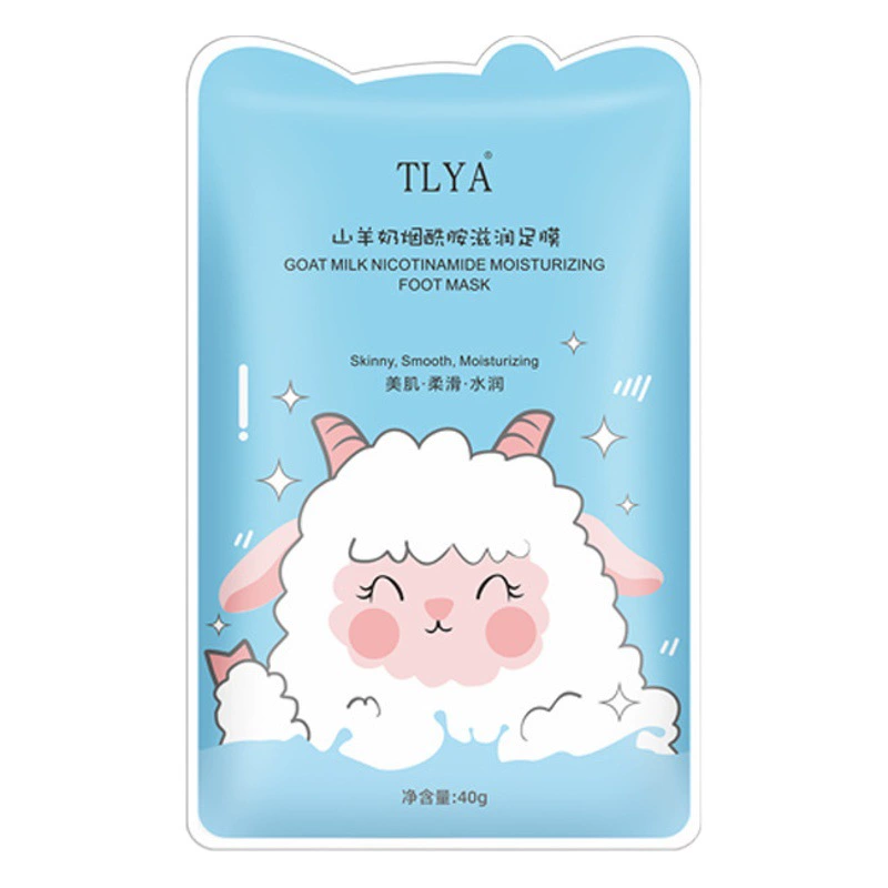 Маска для ног TLYA с ниацинамидом: увлажняющая, отбеливающая, питающая, отшелушивающая, одноразовая, с козьим молоком.