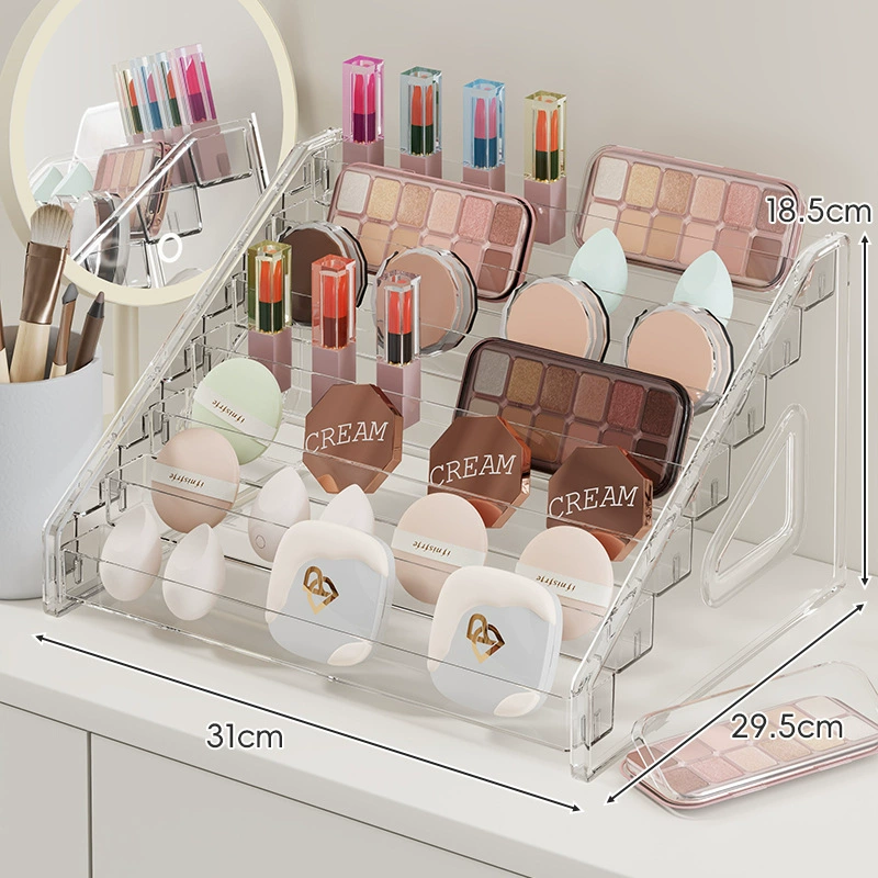 Acrylic Cosmetic Organizer, multi-layer 3–7 tiers, snap-on easy installation