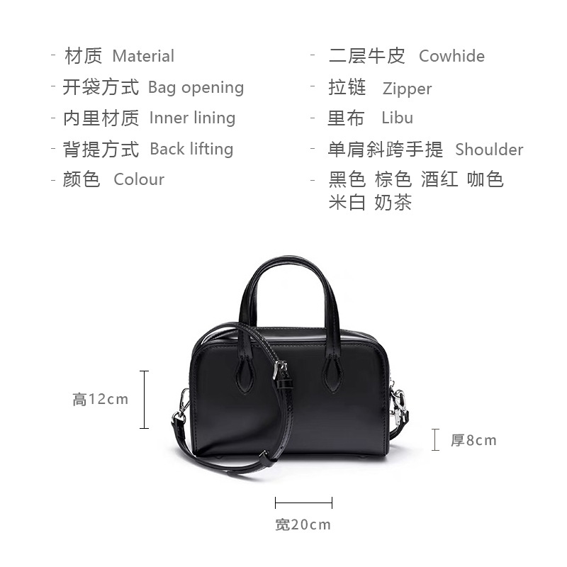 Pillow Bag Women's Crossbody Bag Genuine Leather Boston Bag 2026 New Arrival Niche Luxury Commuter Handbag - Thumbnail 4