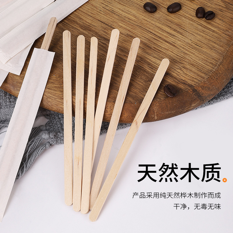 Disposable Coffee Stirring Stick Wooden Thickened Stirring Stick Wooden Sign Wine Mixing Stick Single Pack Coffee Stirring Stick