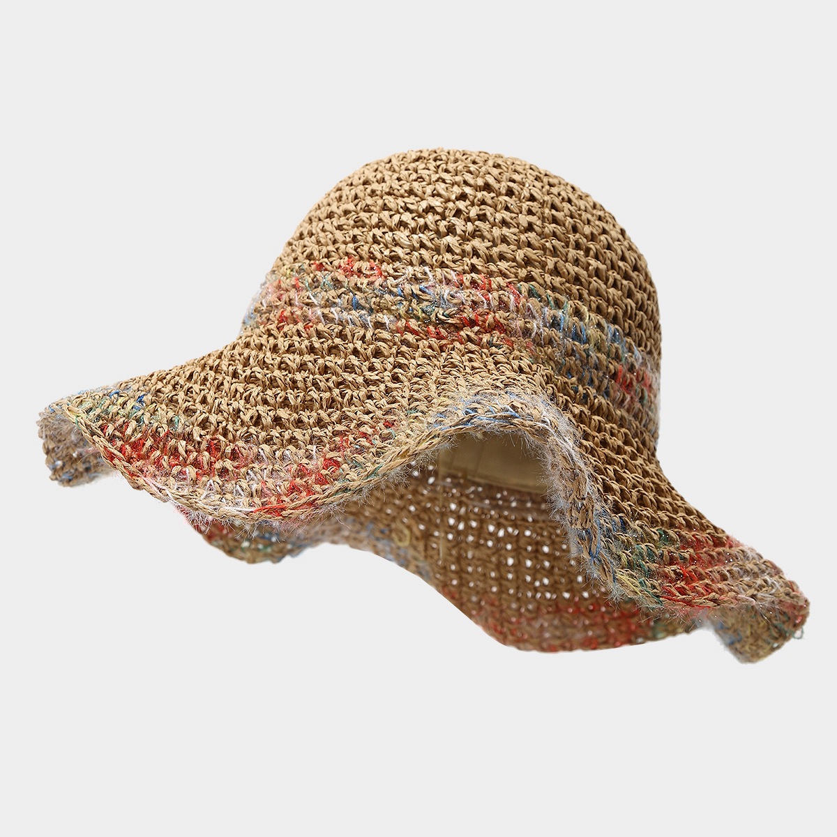 Sombrero de paja para mujeres de verano dulce siete colores sombrero de paja vacaciones versátil sombrero de playa sombrero de sombra