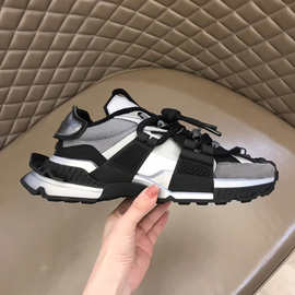 24年春季新款透气网面男鞋拼色运动休闲韩版潮牌低帮系带板鞋英伦