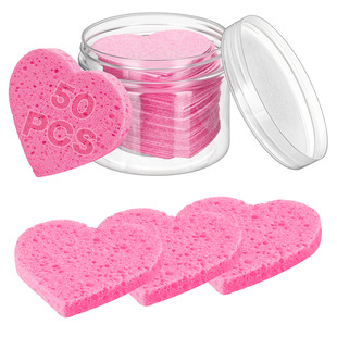 Dropshipping Environmentally Friendly Heart-Shaped Wood Pulp Cotton Makeup Remover Sponge |   Biodegradable Heart-Shaped Face Wash Sponge (Exclusive for Cross-Border Supply)