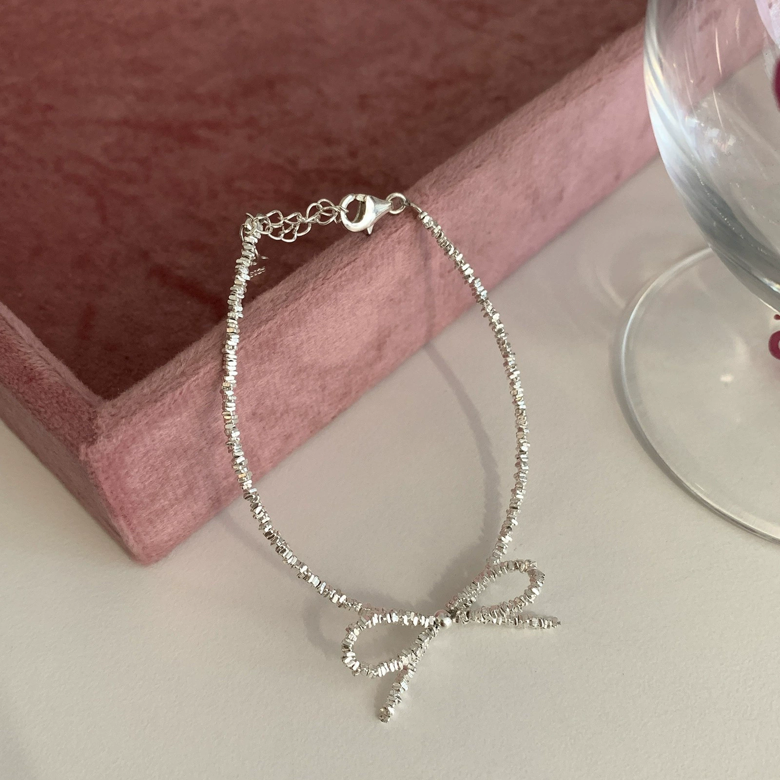 Silver 925 Pearl Bracelet, Minimal Beaded Design, Adjustable 12 cm