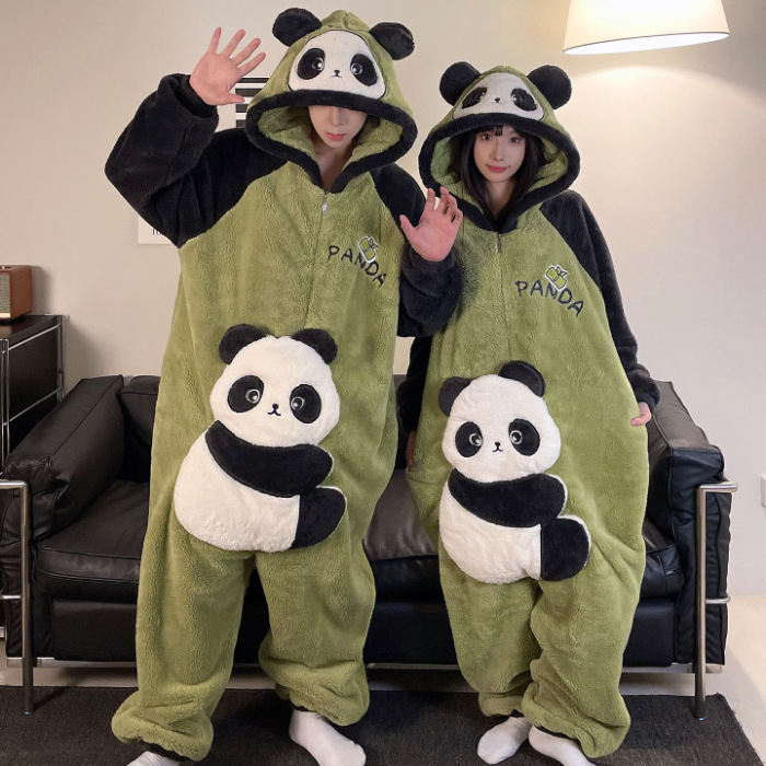 2025 nueva pareja unida hombre pijama de invierno peluche extraño lindo dibujos animados chica ropa de casa conjunto