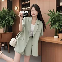 Летний костюм Mint Mambo с короткими рукавами, новый костюм, небольшой свободный повседневный тонкий пиджак в корейском стиле