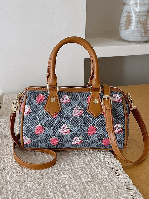 Bolso de diseño nicho lujoso portátil bolso de almohada de Boston nueva moda impresión de moda mochila de fresa